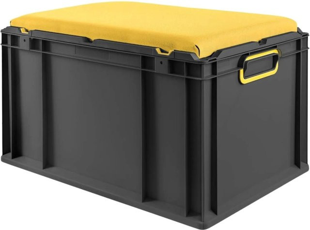 PROREGAL Eurobox Nextgen Seat Box Sitzbox Gelb-Schwarz H x B x T: 36,5 x 40 x 60 cm - Bild 1