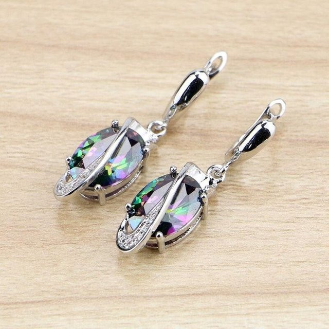 Wucifang Jewelry Ohrhänger, 925 Silber, Mystic Rainbow Zirkonia, Damen - Bild 1