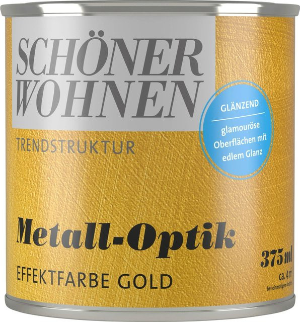 Schöner Wohnen Dispersion Farbe Gold in Metall-Optik glänzend 375 ml - Bild 1