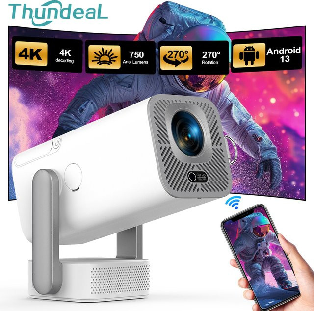ThundeaL TD80 Pro 4K UHD Heimkino Projektor mit Android und WiFi in Weiß - Bild 1