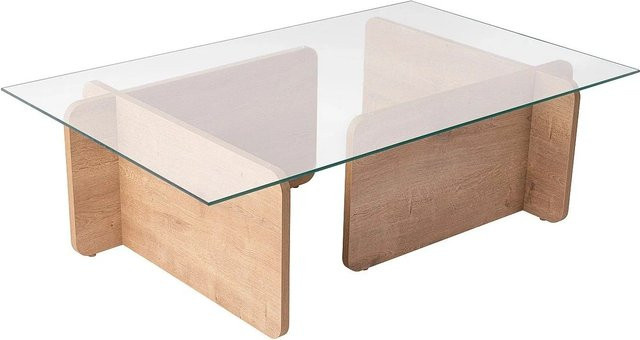 Couchtisch Azra von Vente-unique in Transparent und Naturfarben Hell mit gehärtetem Glas und Spanplatte, B/T/H: 105 x 65 x 30 cm - Bild 1