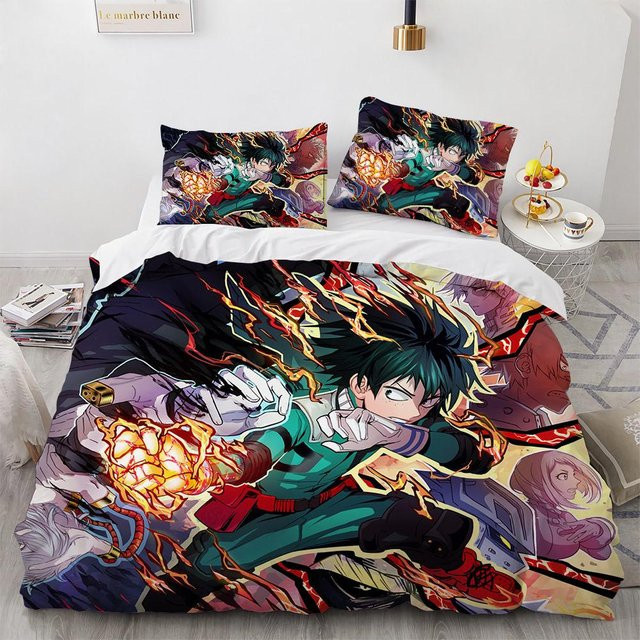 My Hero Academia Bettwäsche-Set mit 3D-Anime-Motiv aus Polyester, Mehrfarbig, B/H: 180 x 210 cm - Bild 1