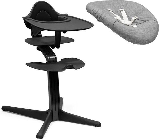 Stokke Nomi Bundle Hochstuhl mit Newbornset, Babyset und Tray in Eiche/Buche-Furnier und Schwarz - Bild 1