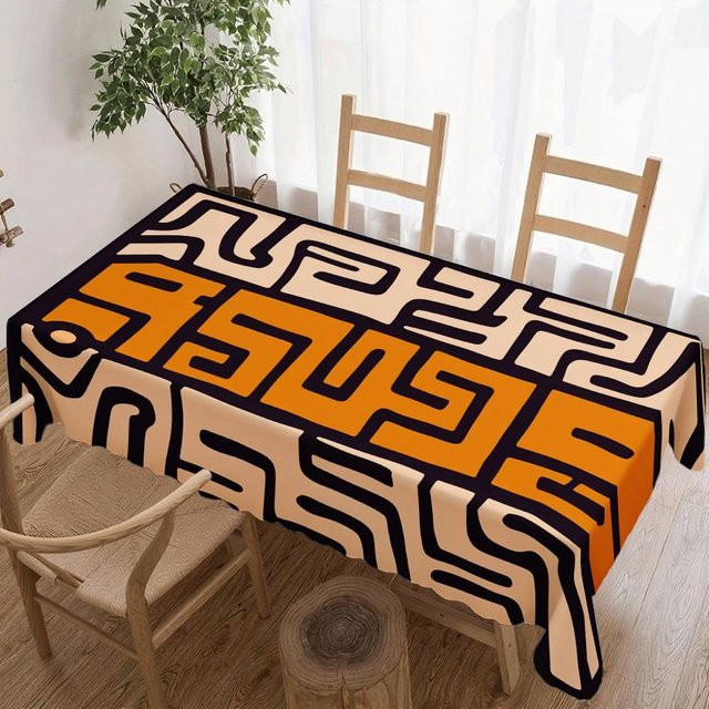 Wasserdichte rechteckige Tischdecke von JINGYUE Pet mit geometrischem Muster in Orange, B/L: 100 x 160 cm - Bild 1