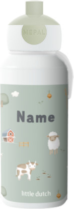 Mepal Trinkflasche Pop-up Little Farm in Grün mit Hard Spout und Personalisierung durch Namen - Bild 1