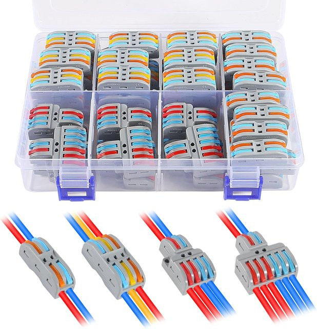 AOKIN 65-teiliges Hebel-Drahtverbinder-Set mit kompakten Spleißdrahtverbindern und Schnellverdrahtungsverbindern - Bild 1
