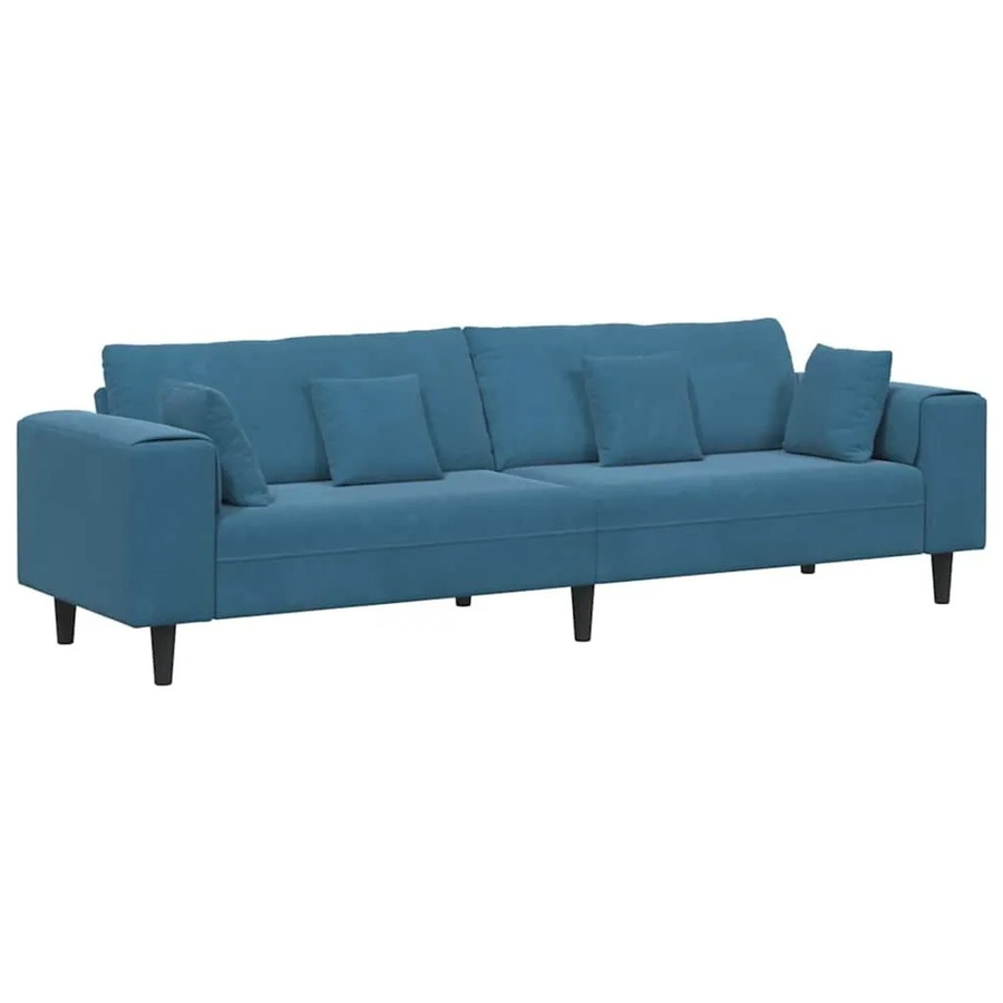 vidaXL Sofa aus Samt mit Kissen in Blau, B/T/H: 250 x 77 x 76 cm - Bild 2