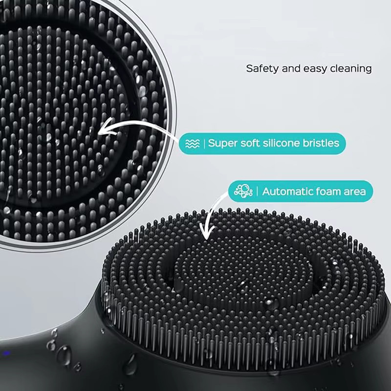 Silikon-Gesichtsreinigungsbürste mit Vibrationsmassage, Schwarz, Unisex - Bild 4