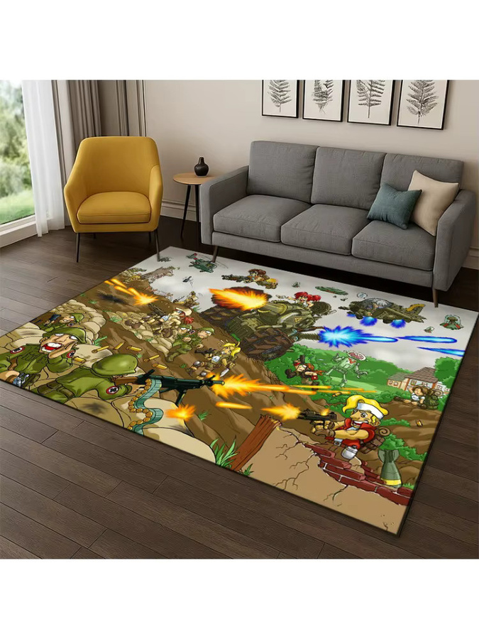 Livrane Retro-Spiel Metal Slug Cartoon-Teppich, rutschfeste Bodenmatte für Kinderzimmer, Wohnzimmer oder Schlafzimmer, mehrfarbig, rechteckig - Bild 2
