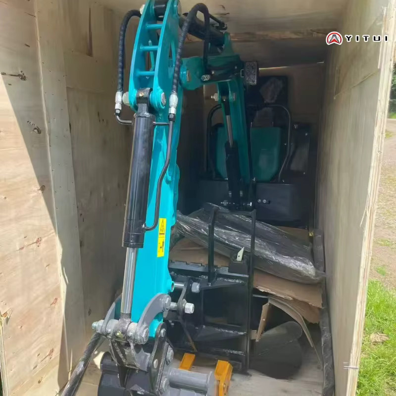 YITUI Mini-Bagger Raupenbagger mit Hydraulikantrieb und Kabine in Blau - Bild 5