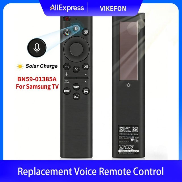 Samsung BN59-01385A Ersatz-Sprachfernbedienung für Smart TVs in Schwarz, Solar-Ladefernbedienung für 4K, 8K und QLED Modelle sowie The Frame - Bild 1