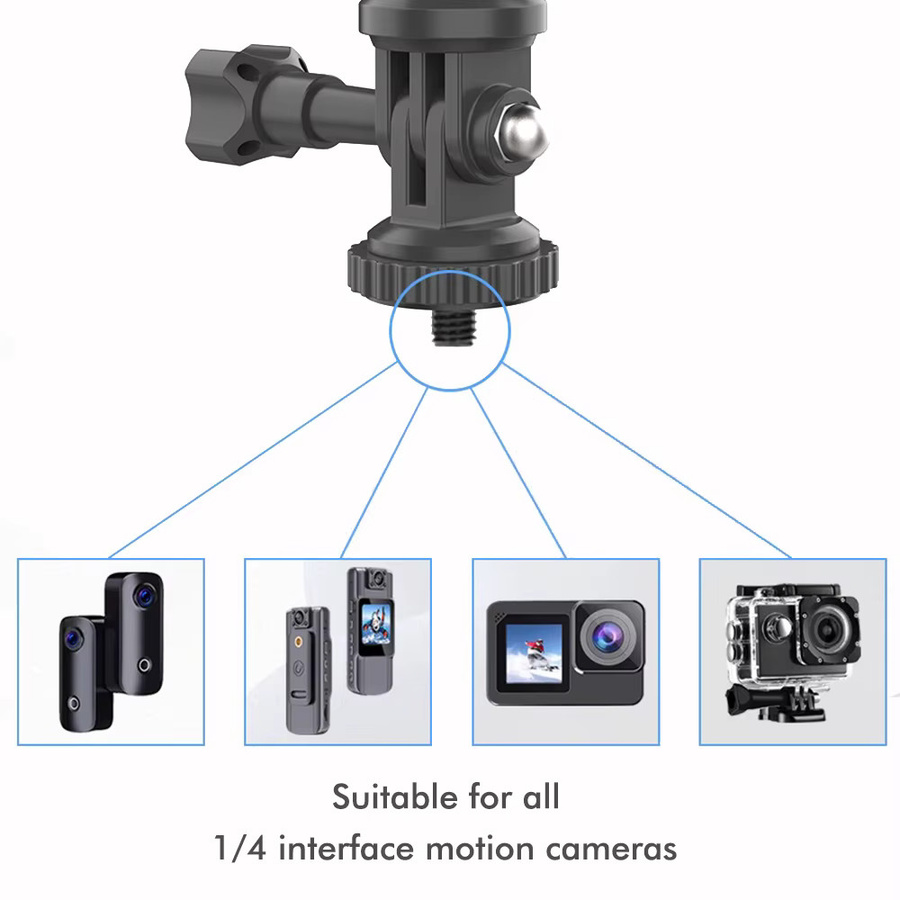 Lenker- und Spiegelhalterung für GoPro 12 11 10 9 sowie Insta360 X3 X4 und DJI Action Kameras in Schwarz - Bild 3