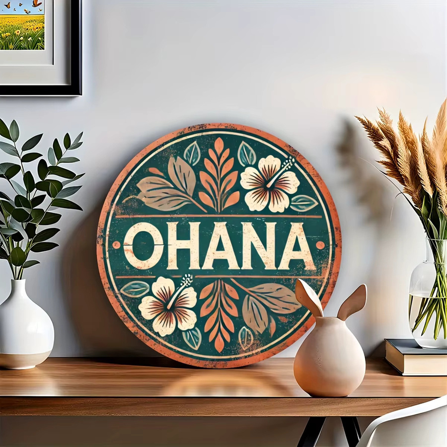 Potdemiel Vintage-Wandschild Ohana aus Metall mit Blumenmuster, B/H: 20,32 x 20,32 cm, Mehrfarbig - Bild 3