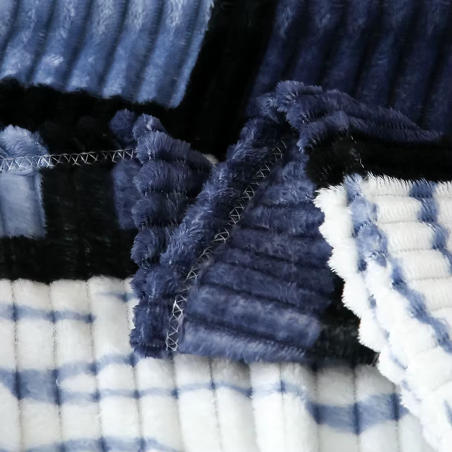 KDJEIKZ Weiche Fleece-Decke mit Karomuster in Multicolor als flauschiger Überwurf für Schlafzimmer und Büro - Bild 5