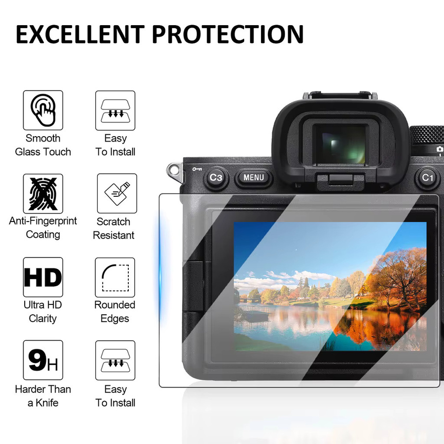 Sony Displayschutz aus gehärtetem 9H Glas für A7R4, A7R5, A7S3, A9, A9III und FX3, transparent und kratzfest - Bild 3