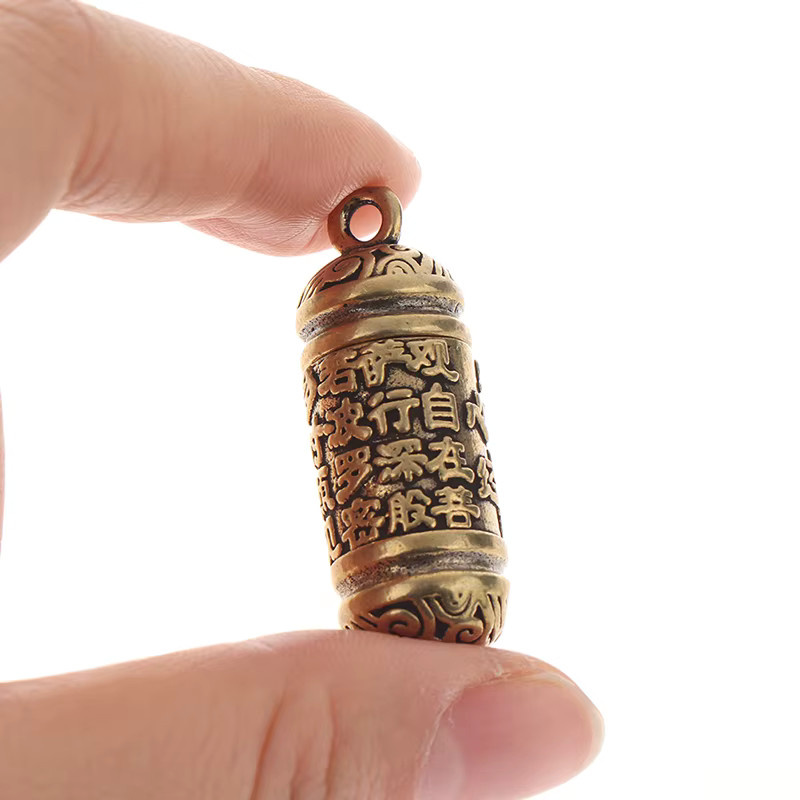 Anhänger Buddha Flasche, Messing, Gold, Vintage, Unisex - Bild 3