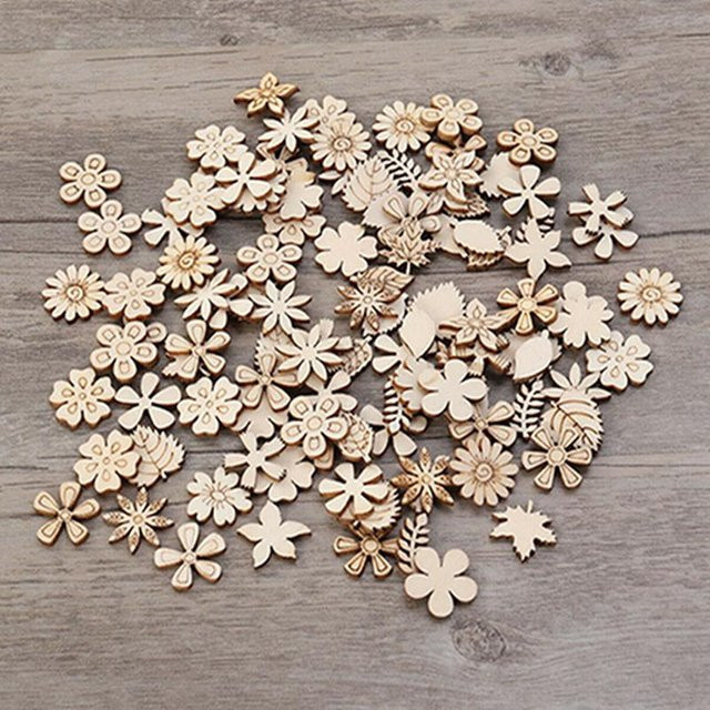 100 Stück Bestbags Holzstücke in Weiß für DIY Holzkunst und kreative Dekoration - Bild 1