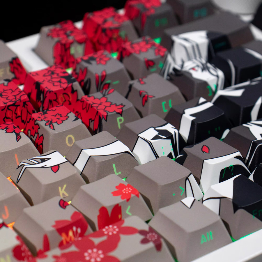 Venit Keys Raven Sakura Tastenkappen in Grau, 132 Stück, Cherry Profile PBT mit Side Shine Through für mechanische MX-Tastaturen - Bild 6