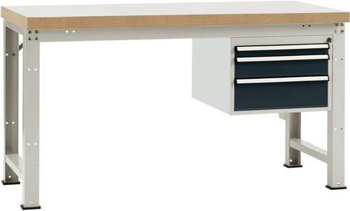 Manuflex WP5614.7016 Werkbank in Anthrazit und Weiß aus Stahl und Holz, B/T/H: 200 x 80 x 70 cm - Bild 1