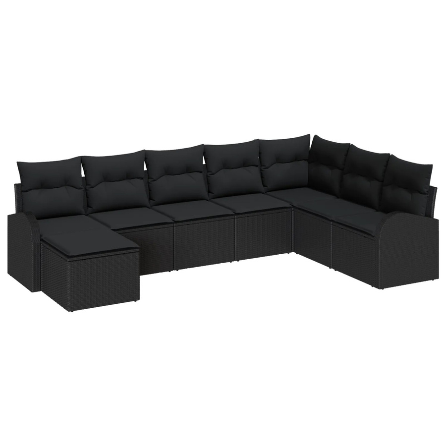 vidaXL Garten-Sofa-Set 8-teilig in Schwarz aus Poly-Rattan mit Kissen und Stahlgestell - Bild 2