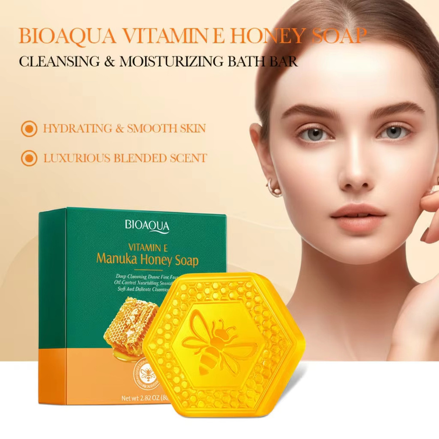 BIOAOUA Vitamin E Honig-Seife, Gesichts- und Körperwaschmittel, Unisex - Bild 2