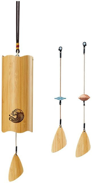 Hluru Bambus-Windspiel mit 8 Stäben für Garten und Terrasse in Grau - Bild 1