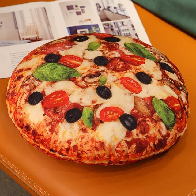 Yiran Health & Beauty Pizza Plüschkissen mit Reißverschluss, Rundes Snackkissen in Multicolour, Durchmesser: 40 cm oder 60 cm - Bild 1