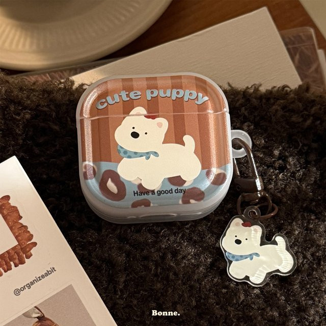 Schutzhülle mit Cartoon-Welpen-Leopardenmuster für Apple AirPods 1, 2, 3, 4 und Pro 2/3 inklusive Anhänger, Mehrfarbig - Bild 1