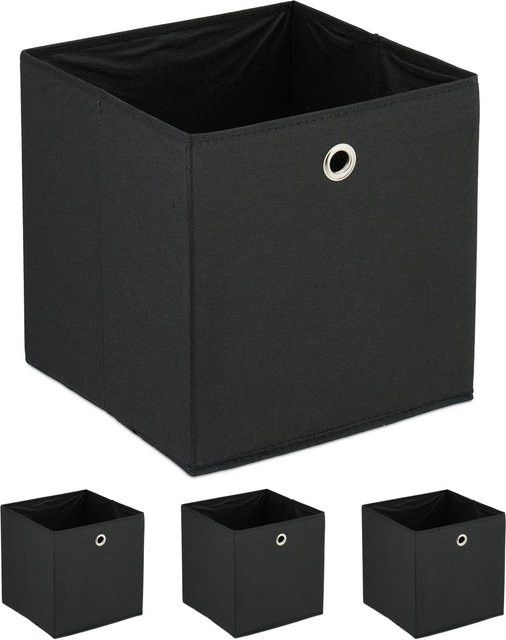 Relaxdays Aufbewahrungsbox 4er Set aus Pappe und Vlies in Schwarz, faltbar, B/T/H: 30 x 30 x 30 cm - Bild 1