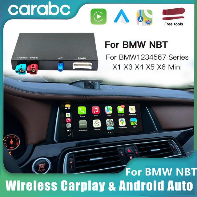 CARABC Kabelloses CarPlay und Android Auto OEM-Integrationsmodul für BMW NBT-Systeme und MINI, Schwarz - Bild 1