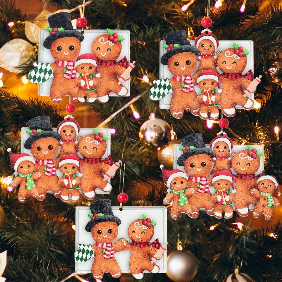 Huiran Weihnachtsbaum Hängende Ornamente Lebkuchenmann aus Holz Multicolor - Bild 3