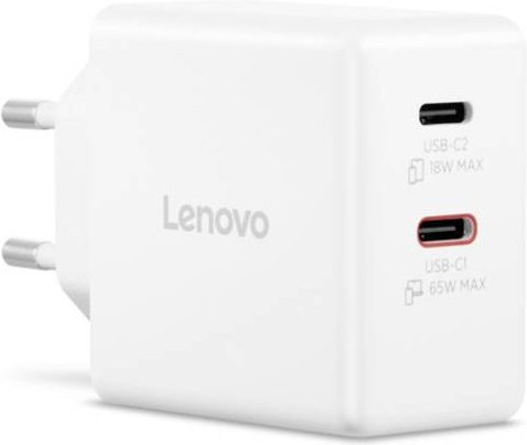 Lenovo USB Ladegerät G0A6065WEU mit 45 W und 2x USB-C Anschlüssen, Weiß, GaN Technologie - Bild 1