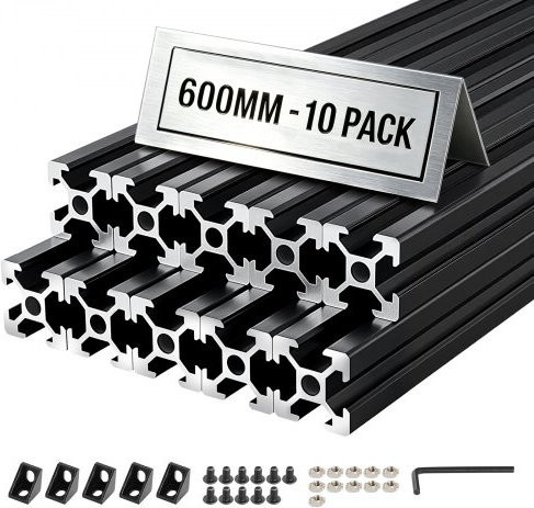 VEVOR 10er Set 2020 Aluminium Extrusion Profile T-Slot European Standard, Länge: 60 cm, Schwarz - Bild 1