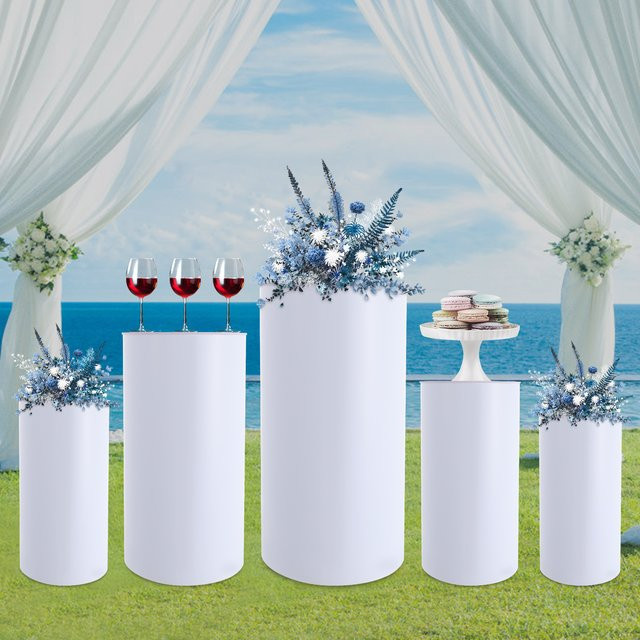 5er Set Runde Zylinder Dessert-Ständer von Bymaocar in Weiß aus PVC für Kuchen und Torten bei Hochzeiten oder Partys - Bild 1