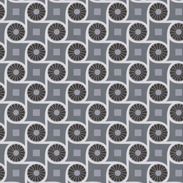 PROFHOME Retro Tapete Geometrisch Matt in Grau Weiß Schwarz, Vlies, Breite: 0,53 m, Länge: 10,05 m - Bild 1