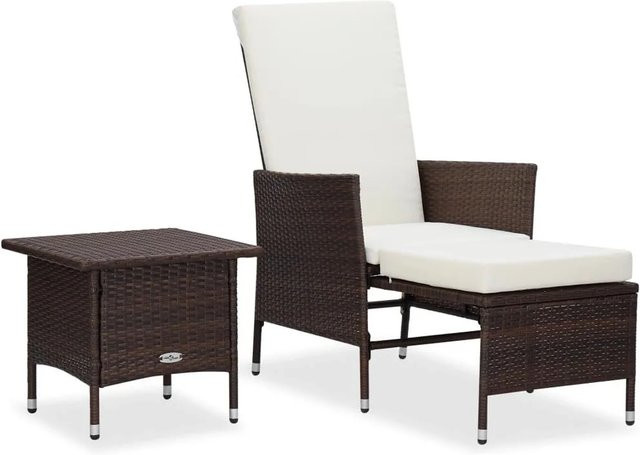 Furnicato 2-tlg Gartenlounge-Set aus Poly-Rattan mit Kissen in Braun - Bild 1