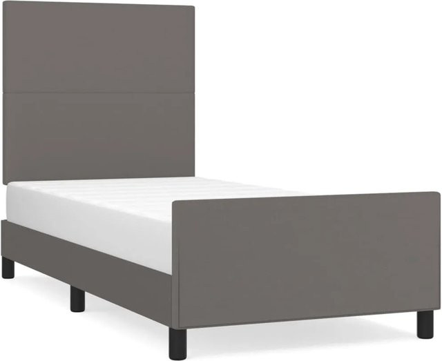 vidaXL Bettgestell mit Kopfteil aus Kunstleder in Grau, B/T/H: 80 x 200 cm - Bild 1