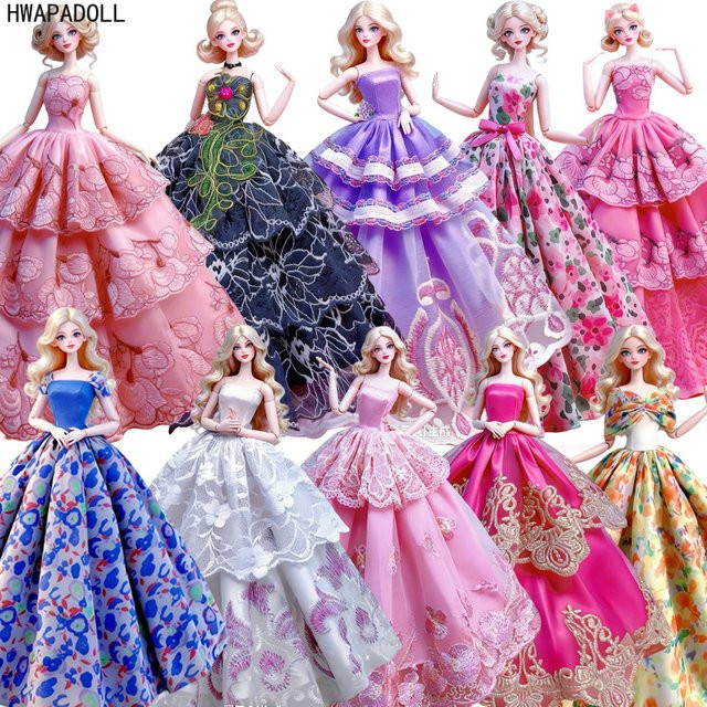 HWAPADOLL Prinzessin Spitzen-Hochzeitskleid, Puppenkleidung, Zubehör - Bild 1