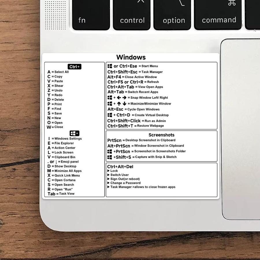 CASEPOKE Laptop Shortcut Tasten Aufkleber für Windows und Mac, wasserfeste Vinyl Tastatur Aufkleber für MacBook, Lenovo, HP, Acer und Dell - Bild 4