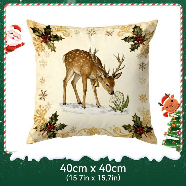 Retro Weihnachtsmann Kissenbezug aus Polyester für Sofa und Auto B/B: 18 x 18 cm - Bild 1