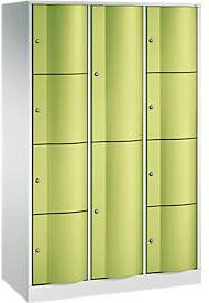C+P Kombi-Schließfachschrank Resisto mit 3 Abteilen und 10 Fächern, Stahl, Lichtgrau/Clowngrün, B/T/H: 114,8 x 54,0 x 195,0 cm - Bild 1