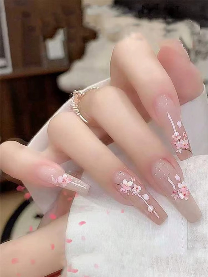 klimonla Nagelaufkleber Kirschblüten-Design, 3 Stück, Damen, glänzend - Bild 2