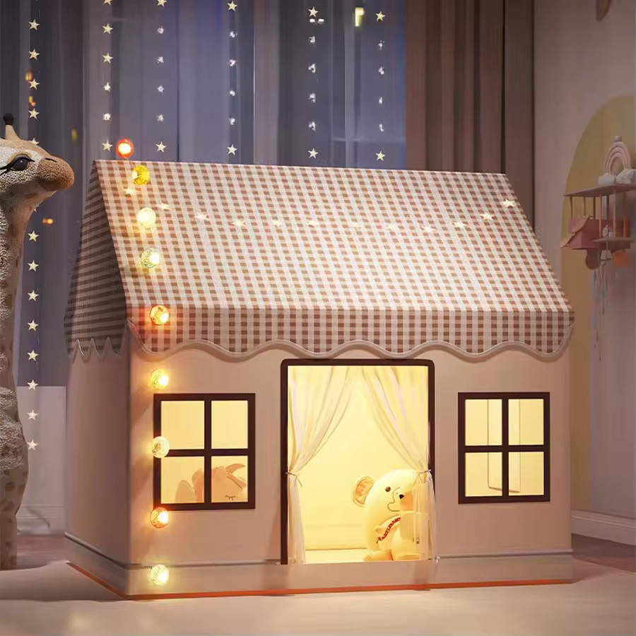ZOCO Kinderspielzelt im INS-Stil als faltbares Traumhaus für Mädchen und Jungen in Beige - Bild 2