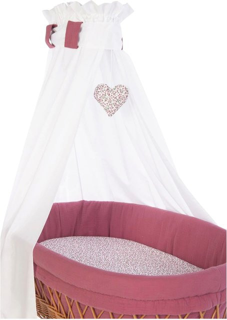 Mionido Stubenwagen Lounge in Pink mit Bettwäsche aus Bio-Baumwolle und Buchenholz im skandinavischen Design - Bild 1