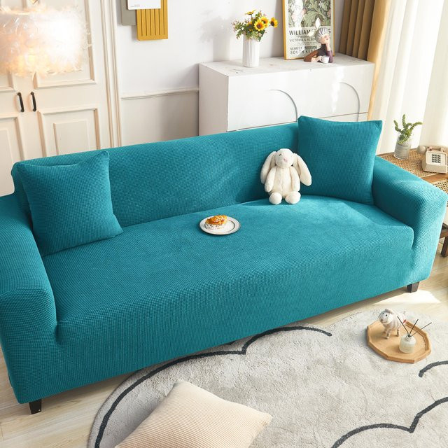 Universeller Sofabezug von Your Warm Home in Türkis, verschleißfester und kratzfester Polsterbezug aus Polyester für Sessel und Sofas, Breite: 70-120 cm - Bild 1