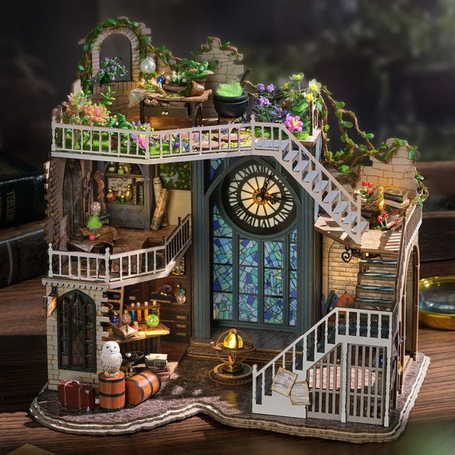 CUTEBEE Miniatur-Puppenhaus-Set, Holz, Fantasy, mit Licht - Bild 1