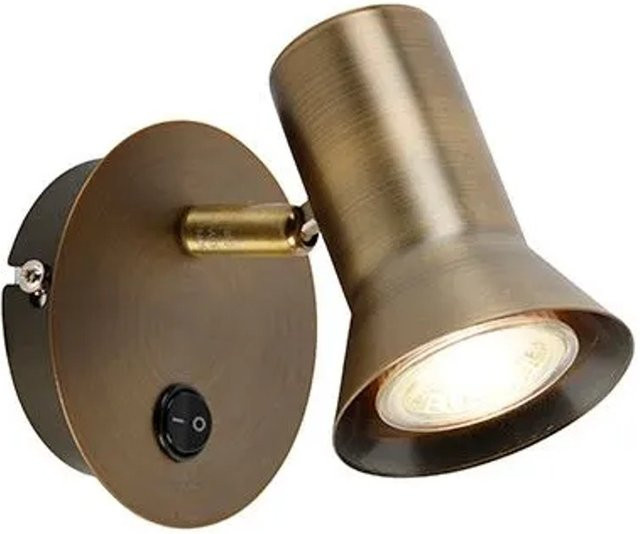 QAZQA Wandstrahler Karin 1 in Bronze, schwenkbar und neigbar mit Schalter, modern aus Metall für GU10 Leuchtmittel - Bild 1