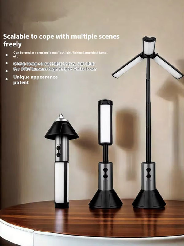 ESMARTER Tragbare Teleskop-LED-Taschenlampe in Silver Black, wiederaufladbar und zusammenklappbar mit COB-Suchscheinwerfer für Camping und Outdoor - Bild 7