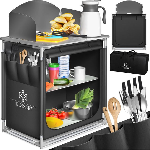 KESSER Campingschrank Campingküche mit Aluminiumgestell und Tragetasche für Outdoor und Camping - Bild 1