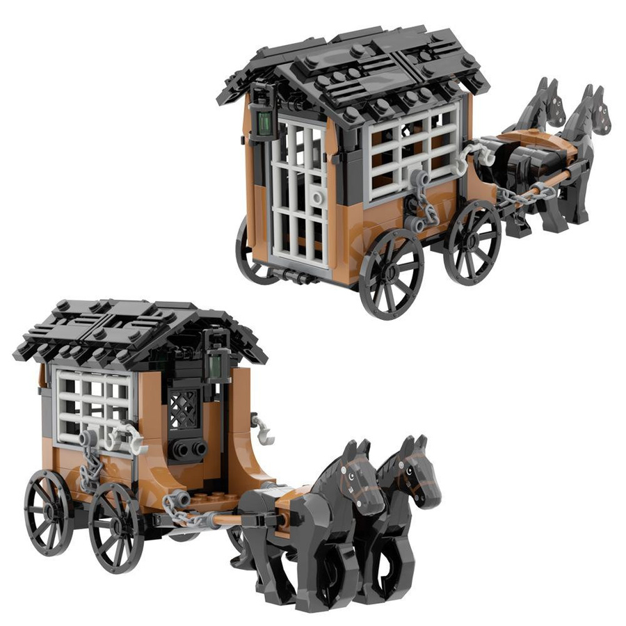 Mittelalterliche Gefängnis Kutsche MOC Bausteine Modell, Konstruktionsspielzeug, ab 6 Jahren - Bild 1